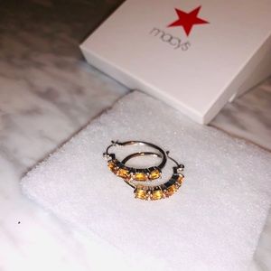 Sterling Silver Hoops Orange Topaz